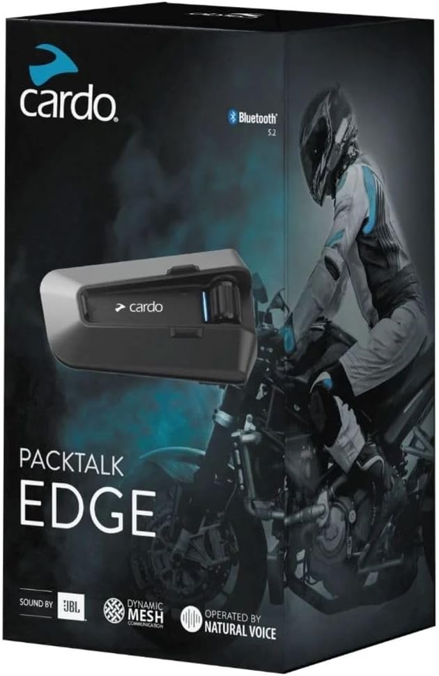 Cardo PACKTALK Edge Motorcycle Bluetooth Communication System Headset Interco...