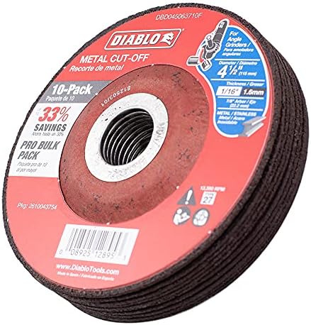 DIABLO 4 1/2 INCH METAL CUT-OFF DISC .0625 INCH THICK - 7/8 INCH (22.2mm) ARB...
