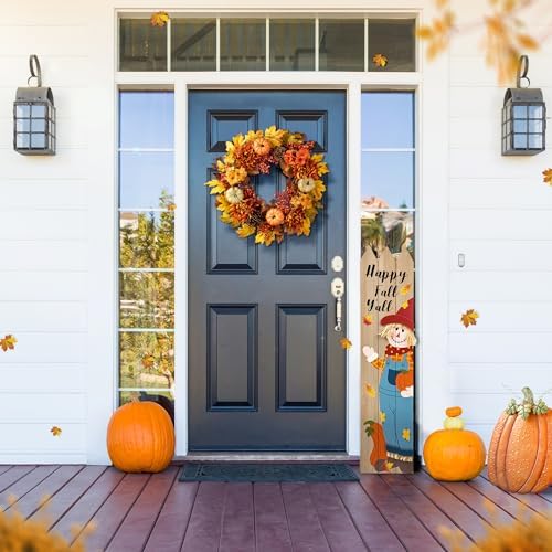 Glitzhome 24 inch Artificial Fall Wreath Decor, Autumn Maple Leaf Wreath for ...