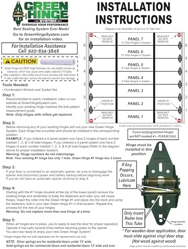 Garage Door Hinge - Energy Saving, 5 Panel Doors, 12' Wide & Over, MF...