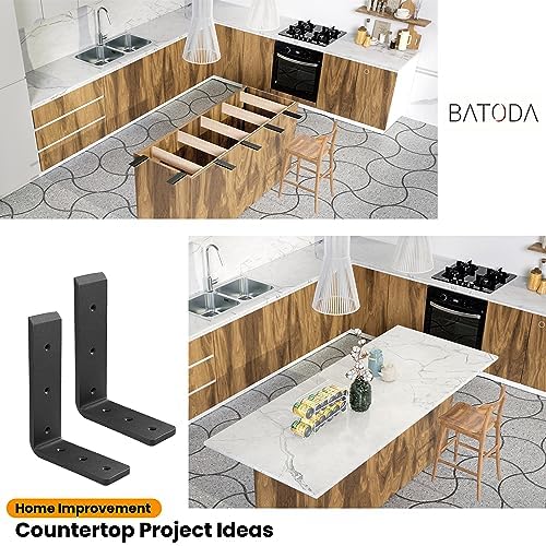 BATODA 8” Countertop Support Steel Brackets (2 PCS), Heavy Duty L Bracket