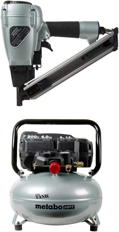 Metabo HPT Metal Connector Nailer (NR38AK) w/Metabo HPT Air Compressor | THE ...