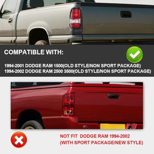 PIT66 Tail Lights Assembly Fit Dodge Ram 1500 2500 3500 Truck 1994-2002 | Fit...