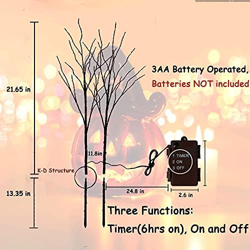 Hairui Lighted Halloween Tree Branches with Timer 32IN 100L Orange Fairy Ligh...