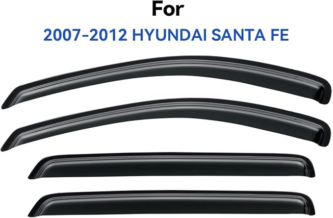 Window Visors Rain Guards for 2007-2012 Hyundai Santa Fe, Out-Channel Window