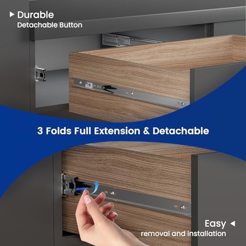 LONTAN Soft Close Drawer Slides 22 Inch 4 Pairs Heavy Duty Cabinet Glides