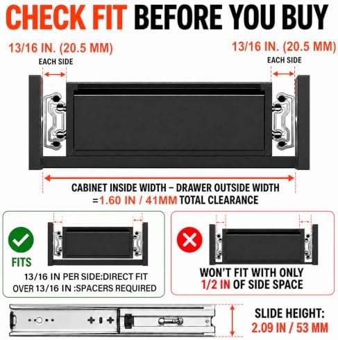 30 Inch Heavy Duty Drawer Slides, 250 lb Full Extension, Side Mount