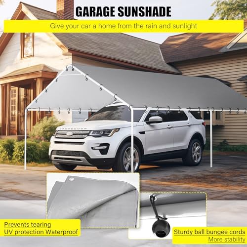 DWALE 10 x 20 Ft Carport,Replacement Canopy Cover Garage Top Tent Shelter Tar...