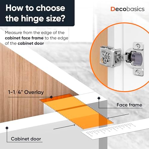 Decobasics 10 Pack Soft Close Cabinet Hinges โ 1" Overlay for Kitchen Ca...