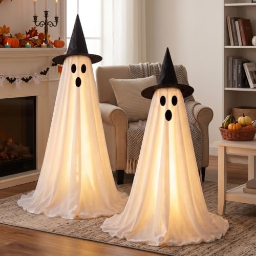 2 Packs 59โ Halloween Decorations Outdoor, Spooky Light Up Ghost Indoor Decor...