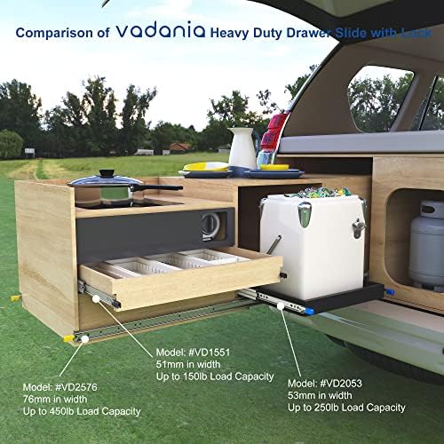 VADANIA 60" Industrial Grade Heavy Duty Drawer Slide with Lock #D76