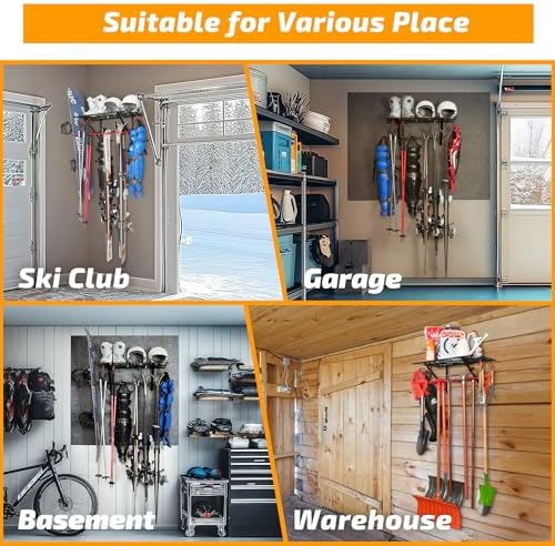 PLKOW Wall-Mounted Ski and Snowboard Storage Rack, 2-Pack