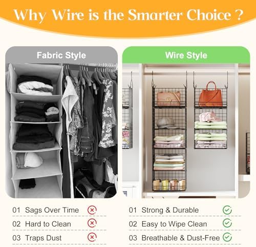 Yuyetuyo 5 Tier Closet Hanging Organizer and Storage Separable Hanging Closet...