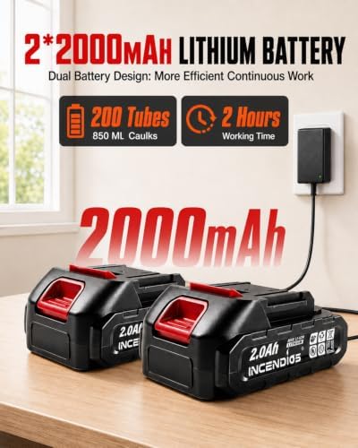 29 OZ Cordless Caulking Gun w/2 x 2.0Ah Batteries, Electric Caulk Gun