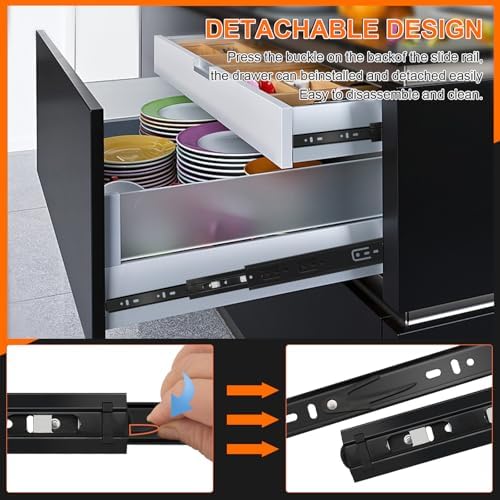 20 inch Drawer Slides 4 Pairs (8pcs) 3 fold Full Extension Side Mount Cabinet...