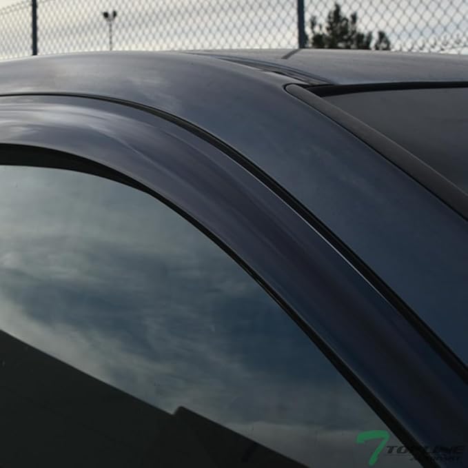 4Pcs Dark Smoke Tint Front Rear Window Deflector Sun/Rain/Wind Guards Shade