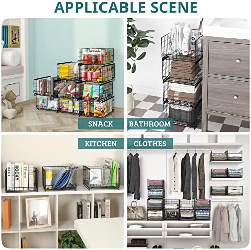 Hongtamoya 4-Tier Stackable Closet Organizers and Storage Shelves, Clothes St...