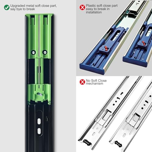 20 inch Soft Close Drawer Slides 6 Pairs Ball Bearing Full Extension Cabinet ...