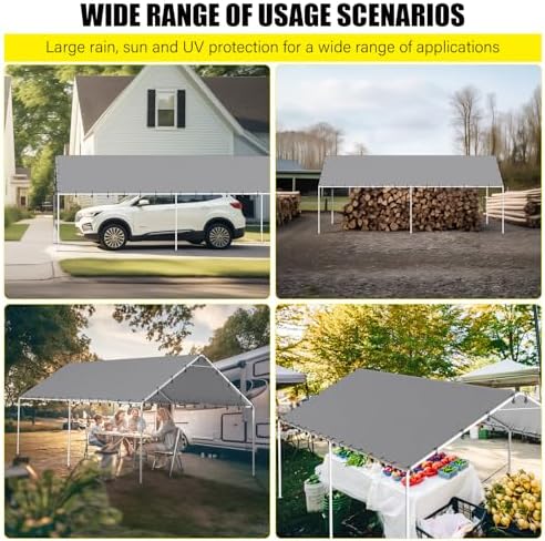 DWALE 10 x 20 Ft Carport,Replacement Canopy Cover Garage Top Tent Shelter Tar...