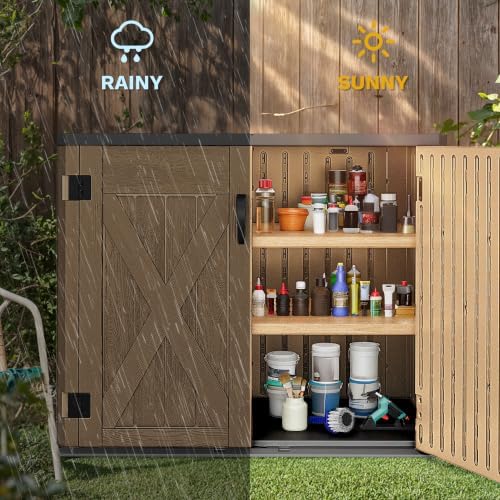 DWVO Outdoor Storage Shed, Weatherproof Resin, 35 Cu Ft Capacity, Horizontal ...