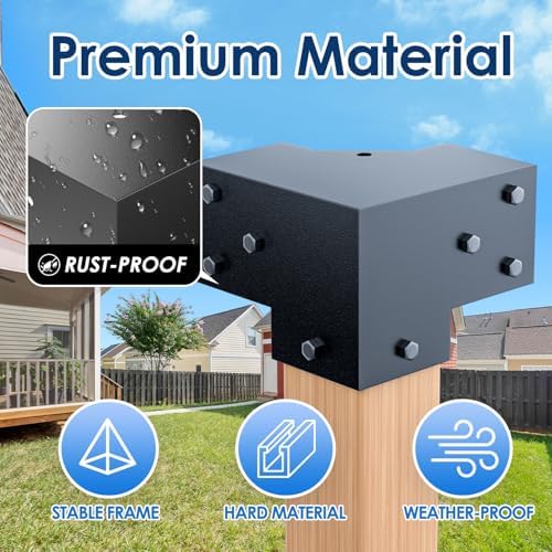 Pergola Bracket Kit 4x4(Inner 3.6"x3.6"), 4pcs 3-Way Right Angle Co...