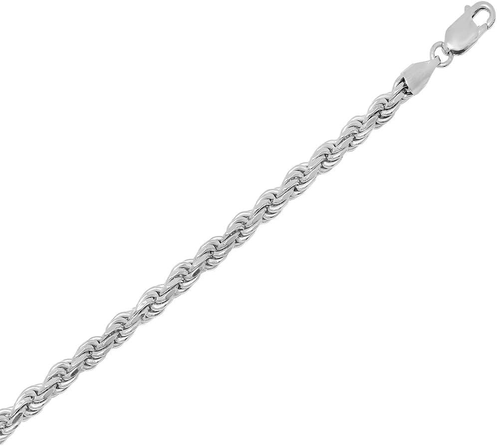 Verona Jewelers 925 Sterling Silver Diamond-Cut Rope Chain Solid Link Necklac...