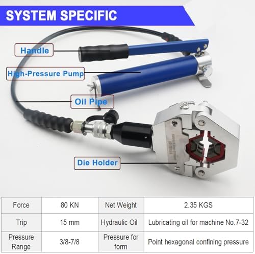 Hydraulic AC Crimping Tool AC Hose Crimper Manual Kit High Pressure Air Condi...