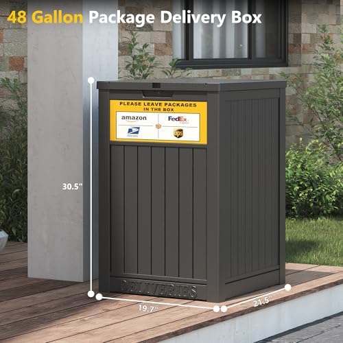 LHBGO Package Delivery Box for Outside, with Delivery Sign 48 Gallon Storage ...