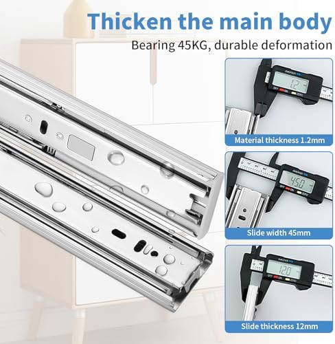 18 inch Drawer Slides 4 Pairs (8pcs) Soft Self Close Full Extension Ball Bear...