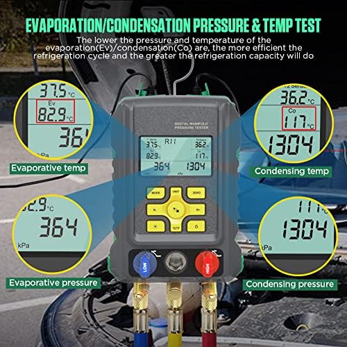 HVAC Digital Manifold Gauge Set for 92 Refrigerant Digital HVAC Gauges Pressu...
