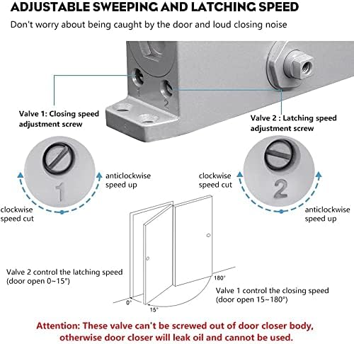 Marie Automatic Door Closer,Size 3 Adjustable Closing Speed Door Closer for 8...
