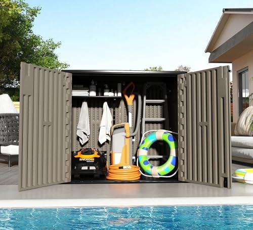 ZZM 37 Cu.ft Outdoor Storage Shed with Floor HDPE Double-Wall Resin Sheds Out...