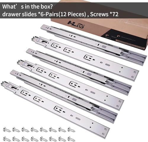 12 inch Soft Self Close Drawer Slides 6 Pairs (12pcs) Full Extension Ball Bea...