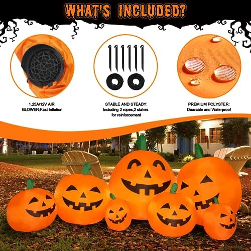 7.5 FT Inflatable Pumpkin Halloween Decorations, Halloween Blow Up Yard Decor...