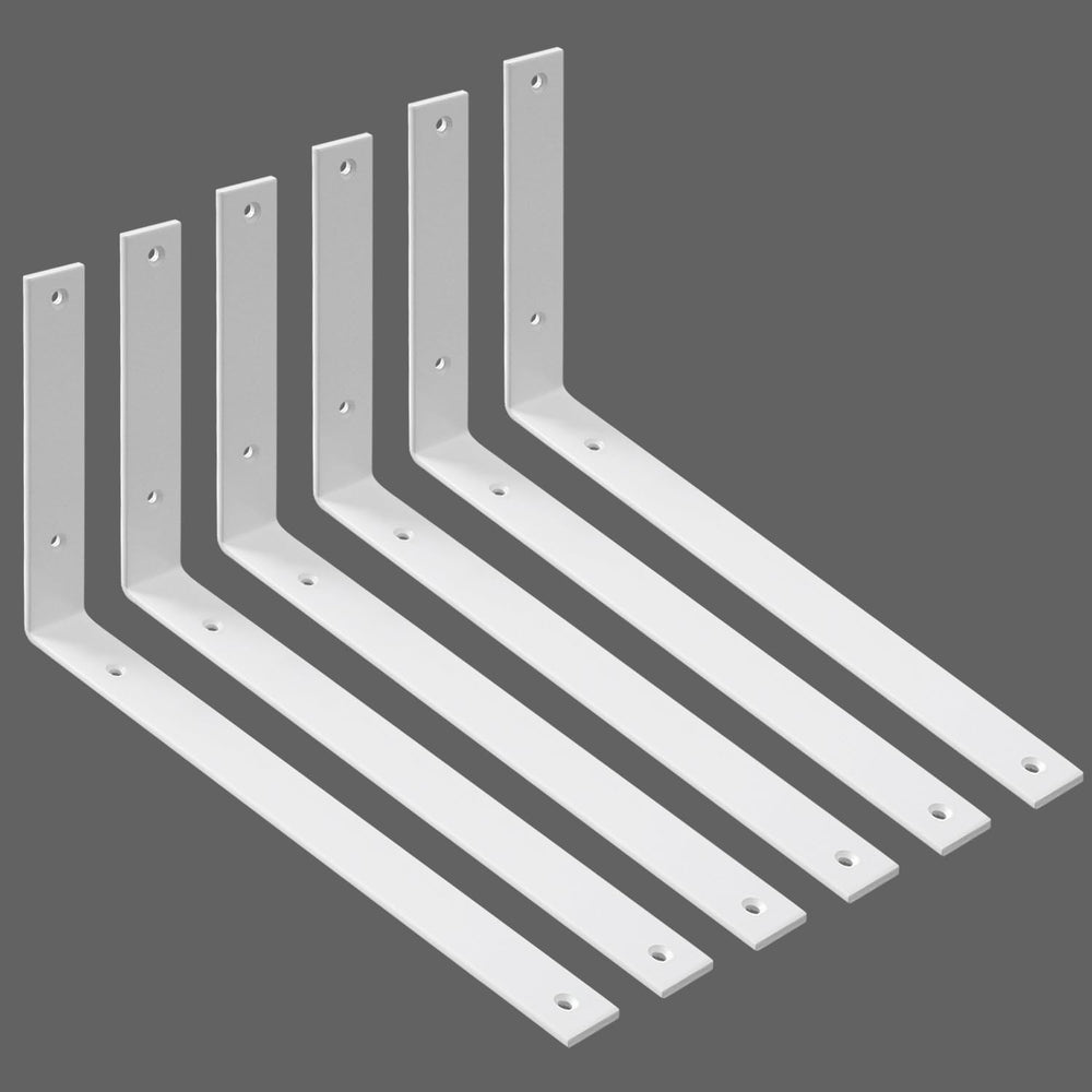 Shelf Brackets Heavy Duty 14 Inch White L Brackets for Shelves 6 Pack 5mm Thi...
