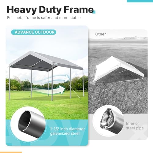 ADVANCE OUTDOOR 10x15 ft Heavy Duty Carport Potable Car Canopy Garage Party T...