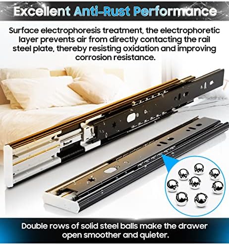 YENUO 5 Pairs Soft Close Drawer Slides Full Extension 12โ24 Inch 100 LB