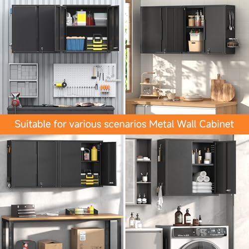 Coolsun 26" H Garage Wall Cabinet with Lockable Doors and Adjustable Shelf