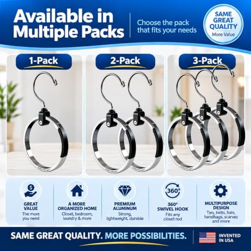Rolly Hangerยฎ Premium Closet Organizer, Rotating Aluminum Ring Hanger with 36...
