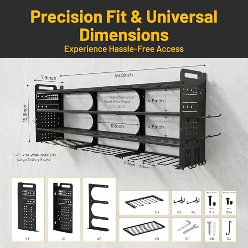 Large 49.8" Power Tool Organizer Wall Mount, 4-Tier
