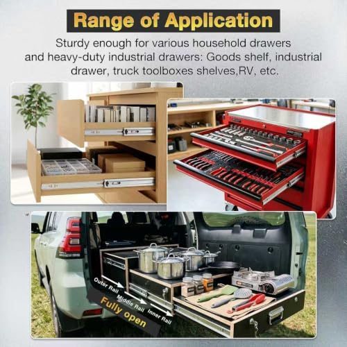 YENUO Heavy Duty Drawer Slides Full Extension Ball Bearing 12โ40 Inch 150LB