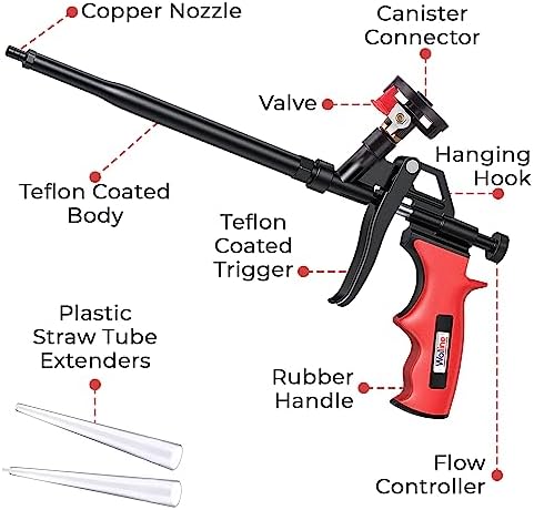 Spray Foam Insulation Gun, Teflon-Coated, Red, 2 Pack