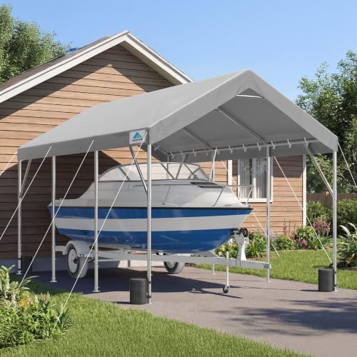 ADVANCE OUTDOOR 12x20 ft Heavy Duty Carport Potable Car Canopy Garage Party T...