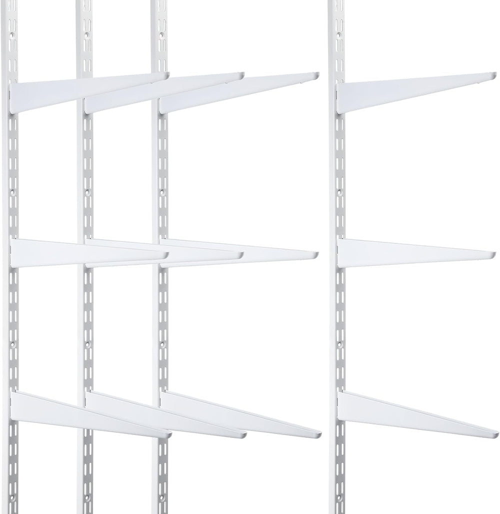 Colingmill 16 Pcs 2 Track Upright Wall Shelving System Shelf Bracket, White
