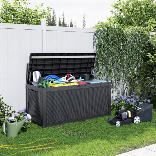 Deck Box 170 Gal Waterproof Outdoor Storage Patio Organizer Black