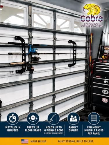 Cobra Storage Garage Door Storage Rack - 21" Black ABS Plastic Fishing R...