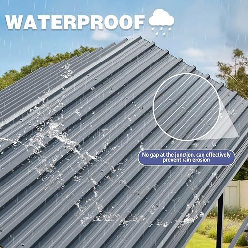 JY QAQA 12 x 15 FT Metal Carport Kits with Galvanized Steel Roof, Heavy Duty ...