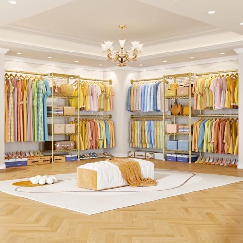 Ulif M2 Wall Mounted Closet System, Gold Clothes Rack Mount onto the Wall