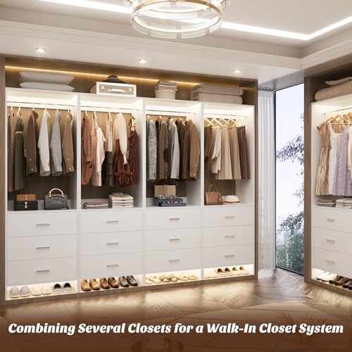 Aheaplus 1.8FT Closet System with Drawers, 21.5’’ Closet Organizer, White