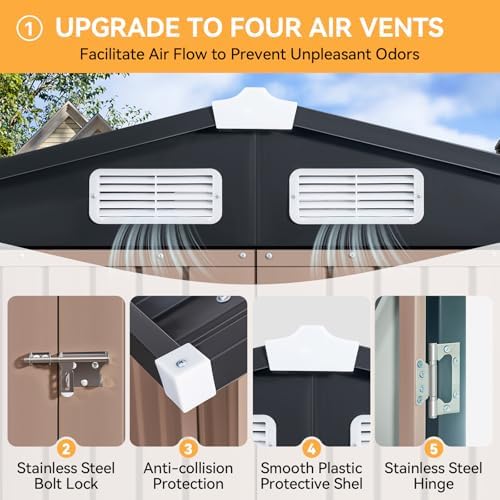 Aoxun 6x4 FT Outdoor Storage Shed, Brown